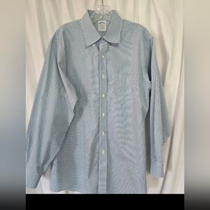 Brooks Brothers Slim Fit Light Blue Checkered Dress Shirt Size 16 2/3